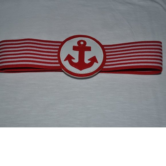 Sailor Belt Boat Anchor Logo Retro Vintage striped Rockabilly 2 belts X $15 - Picture 5 of 6
